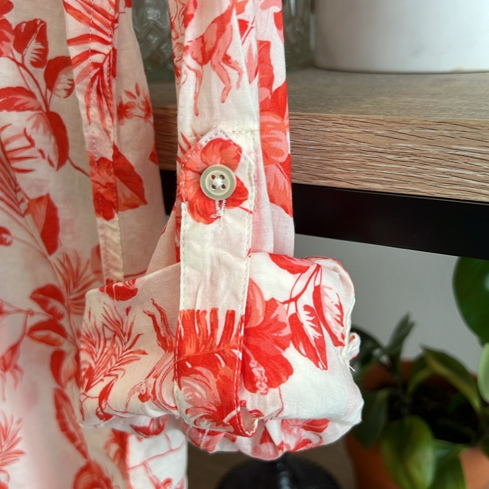 NWT Talbots Light Weight Printed Poplin Career Button Up Vacation Blouse Top, S - Picture 5 of 7